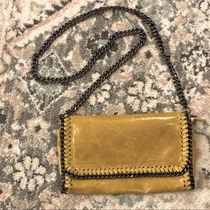 Mustard yellow genuine Italian leather purse
